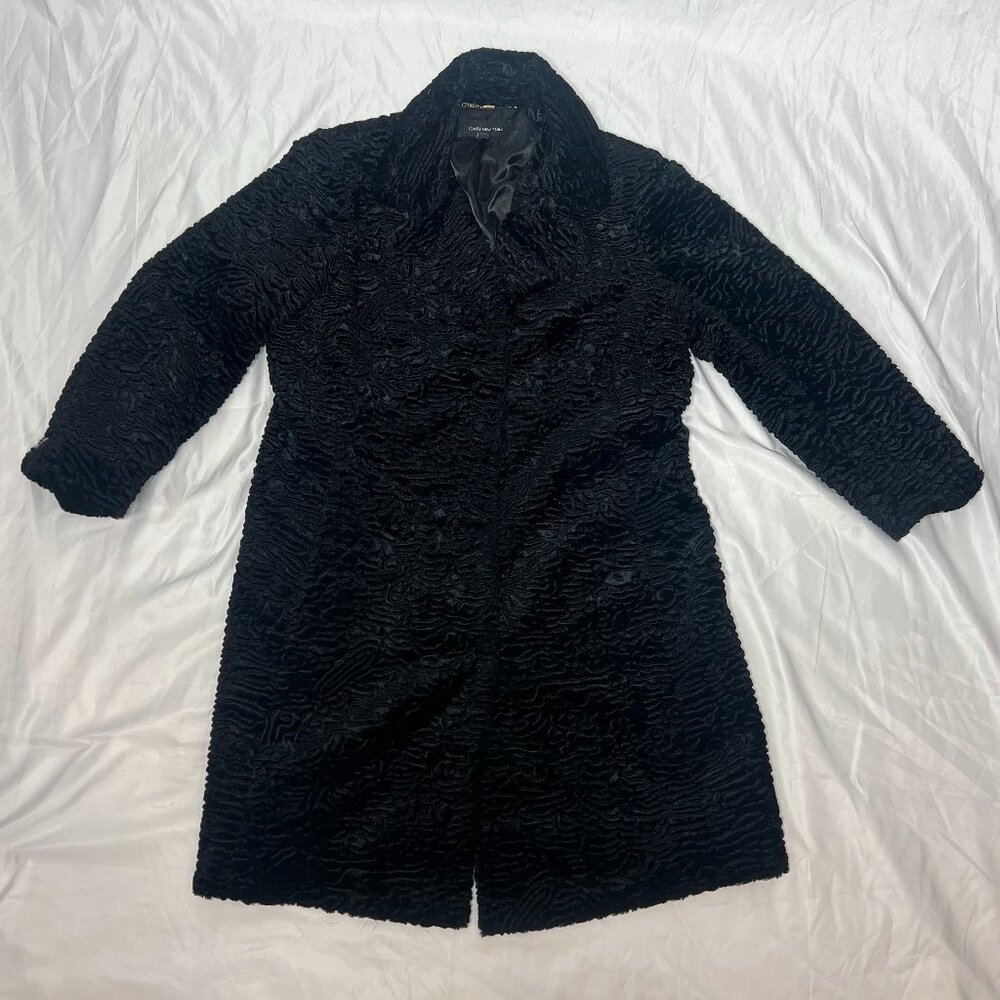 Jones New York XL Black Faux Fur Women's Peacoat Hidden Buttons - Elegant Coat